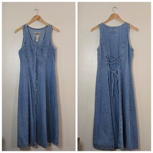 Denim Republic Vintage Button Down Midi Denim Dress Womens Size 9/10 Sleeveless